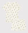 Pyjacourt fleuri petite fille en coton et lin blanc MARSHMALLOW/blanc MULTICO