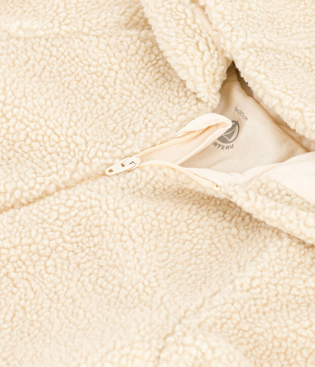 Combipilote &agrave; capuche en sherpa b&eacute;b&eacute; &eacute;cru