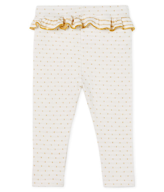 Legging à volant bébé fille blanc MARSHMALLOW/jaune OR