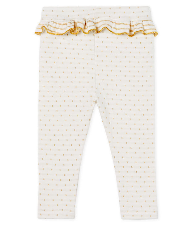 Legging &agrave; volant b&eacute;b&eacute; fille blanc/jaune