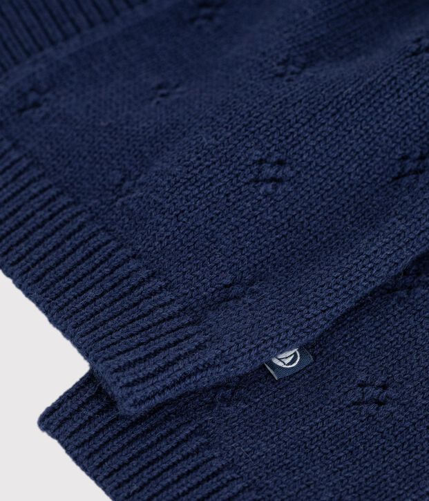 Cardigan b&eacute;b&eacute; en tricot laine et coton uni bleu marine