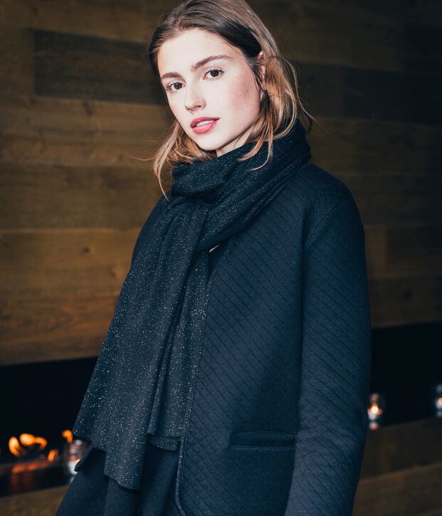 Echarpe brillante femme noir/jaune