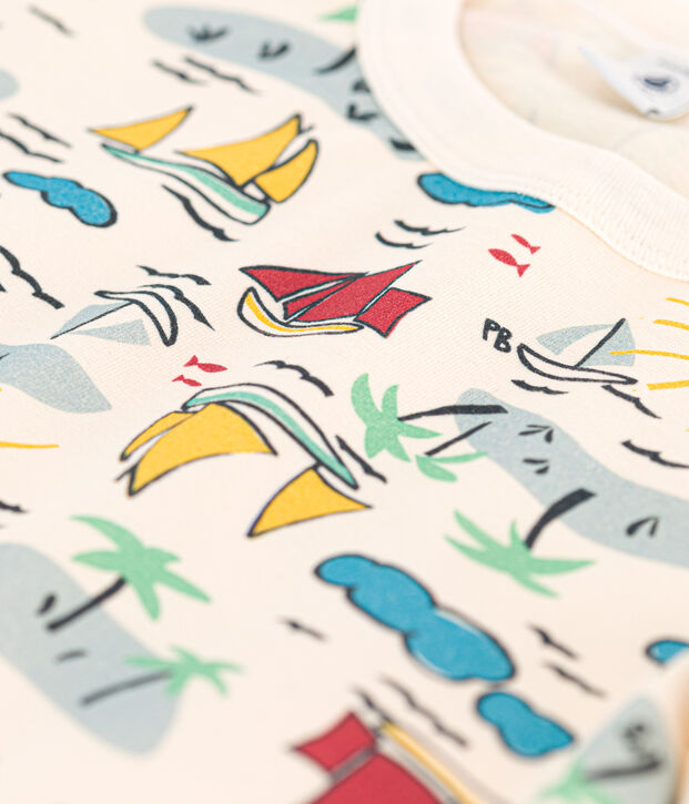 Tee-shirt imprim&eacute; manches courtes enfant gar&ccedil;on &eacute;cru/multicouleur