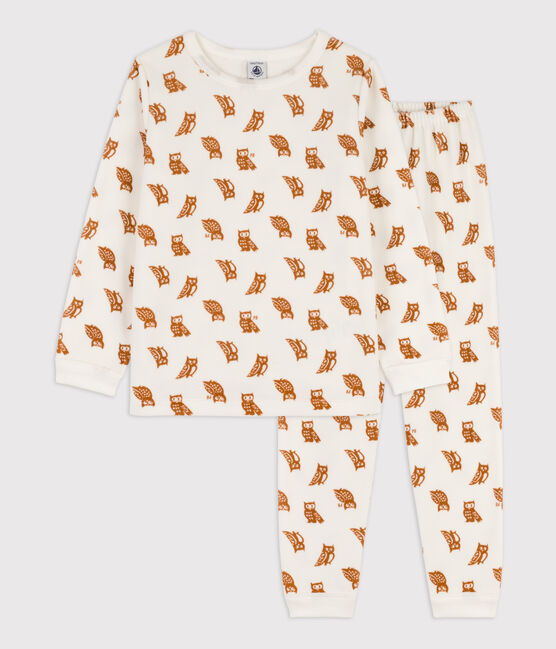 Pyjama en velours  enfant blanc MARSHMALLOW/ ECUREUIL