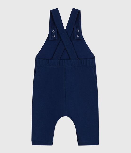 Salopette bébé en coton jambes longues, unie bleu MEDIEVAL