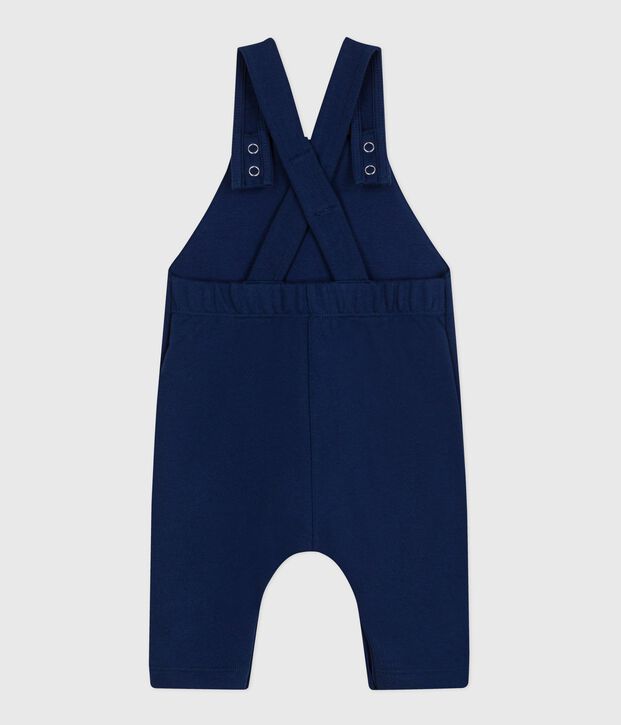 Salopette b&eacute;b&eacute; en coton jambes longues, unie bleu
