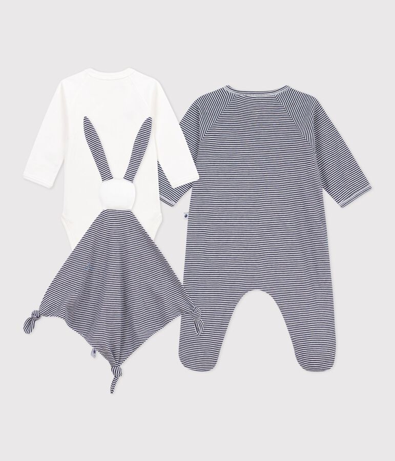 Coffret cadeau naissance en coton &agrave; rayures variante 1