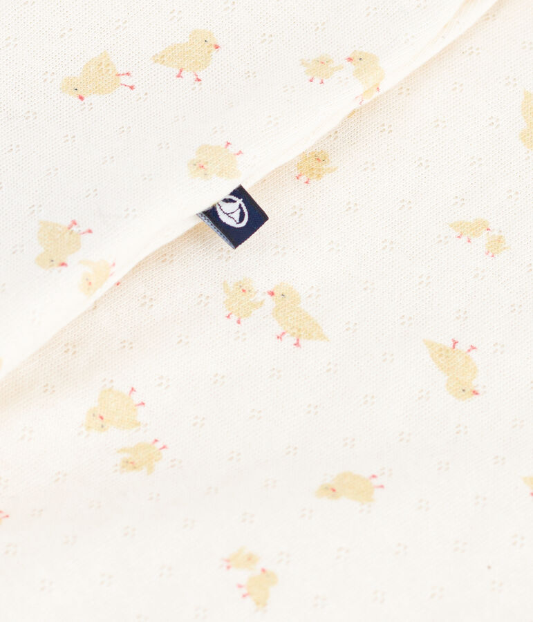 Combinaison b&eacute;b&eacute; en coton, imprim&eacute; poussins MILK/ MULTICO