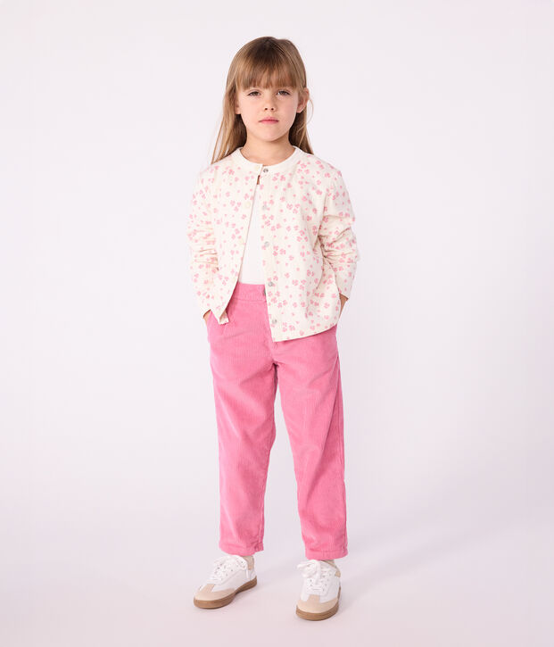 Cardigan enfant en coton imprim&eacute; &eacute;cru/multicouleur