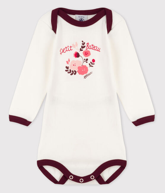 Body manches longues bébé fille rouge OGRE/blanc MARSHMALLOW