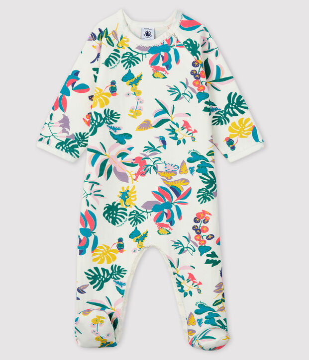 Dors-bien zipp&eacute; b&eacute;b&eacute; fille en tubique blanc/multicouleur