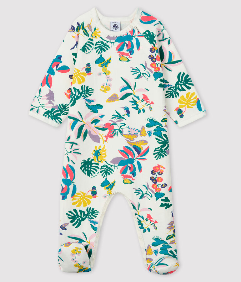 Dors-bien zipp&eacute; b&eacute;b&eacute; fille en tubique blanc/multicouleur