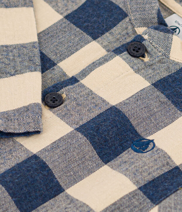 Chemise en flanelle &agrave; carreaux b&eacute;b&eacute; bleu/&eacute;cru
