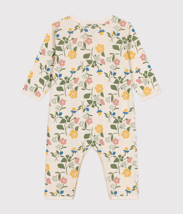Pyjama sans pieds imprim&eacute; en coton motif fleurs b&eacute;b&eacute; &eacute;cru/multicouleur