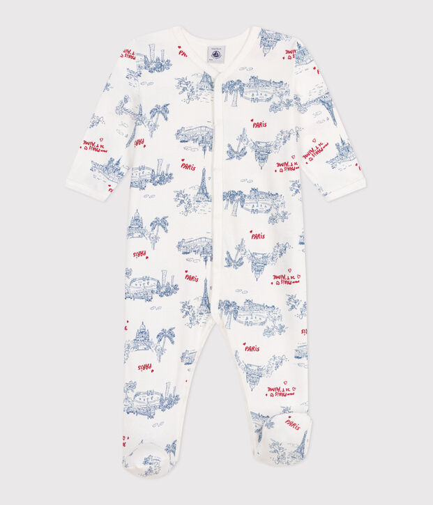 Pyjama b&eacute;b&eacute; en coton Paris blanc/multicouleur