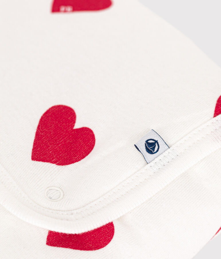 Tapis &agrave; langer en coton b&eacute;b&eacute; blanc MARSHMALLOW/rouge TERKUIT