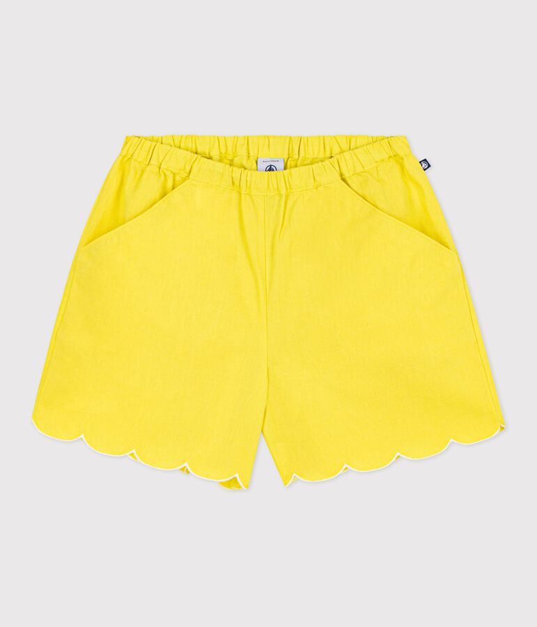 Short enfant en coton uni jaune