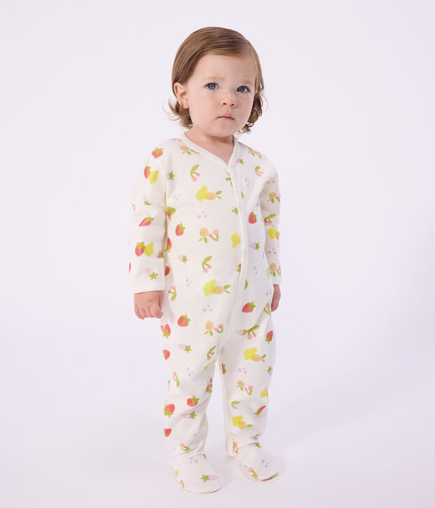 Pyjama b&eacute;b&eacute; en coton imprim&eacute; fruits blanc/multicouleur