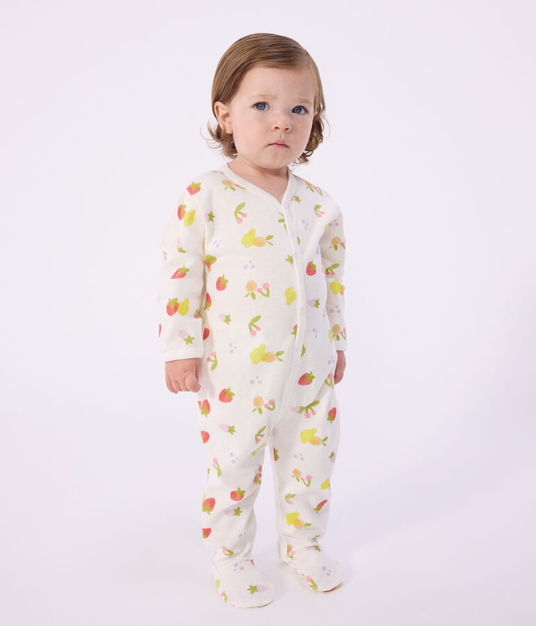 Pyjama b&eacute;b&eacute; en coton imprim&eacute; fruits blanc MARSHMALLOW/blanc MULTICO