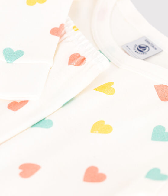 Pyjama très ajusté enfant en coton imprimé blanc MARSHMALLOW/blanc MULTICO