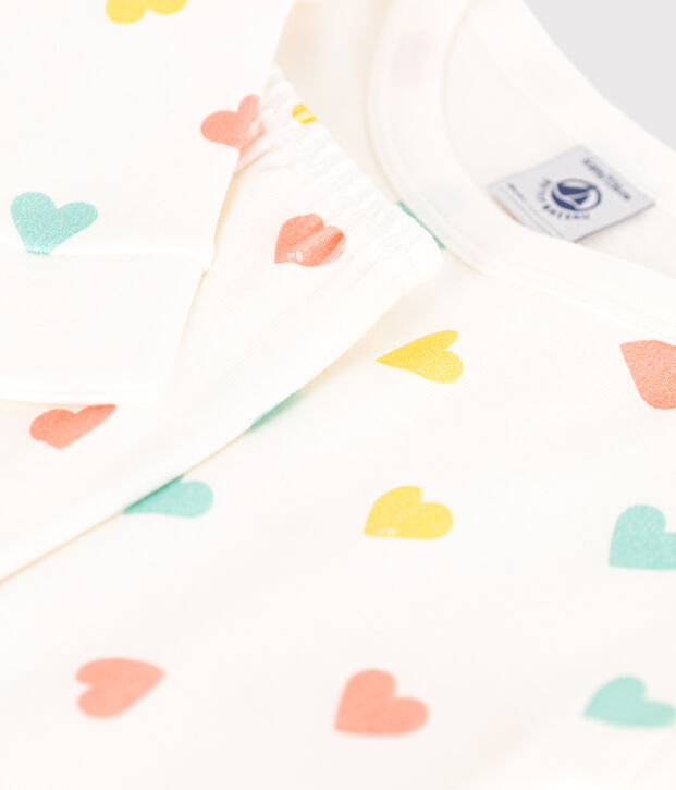 Pyjama tr&egrave;s ajust&eacute; enfant en coton imprim&eacute; blanc/multicouleur