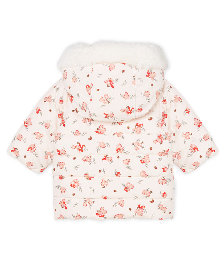 Doudoune b&eacute;b&eacute; fille en microfibre imprim&eacute;e rose/multicouleur