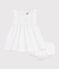 Robe bébé en coton sans manche unie et brodée avec son bloomer blanc ECUME