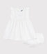 Robe bébé en coton sans manche unie et brodée avec son bloomer