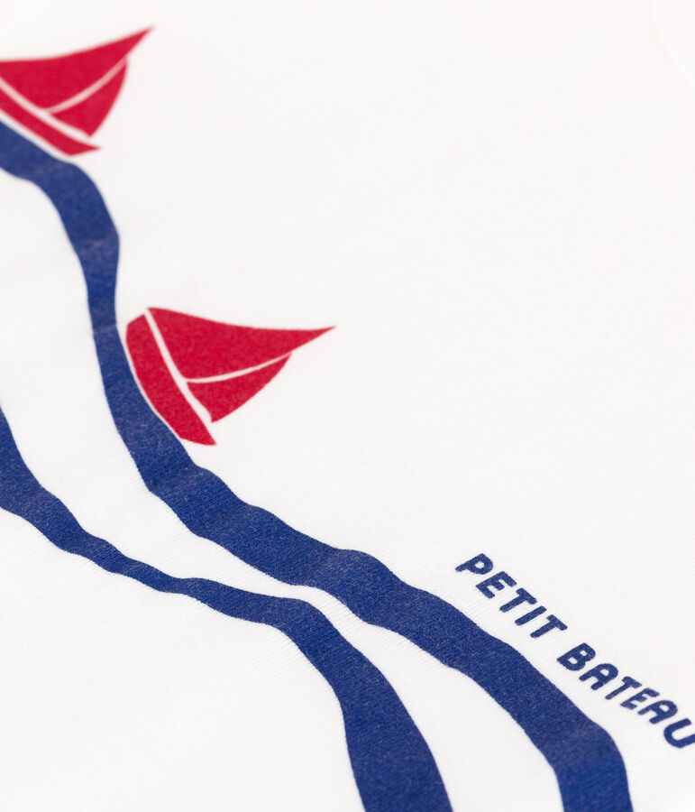 Tee-shirt manches courtes en coton enfant blanc ECUME/blanc MULTICO