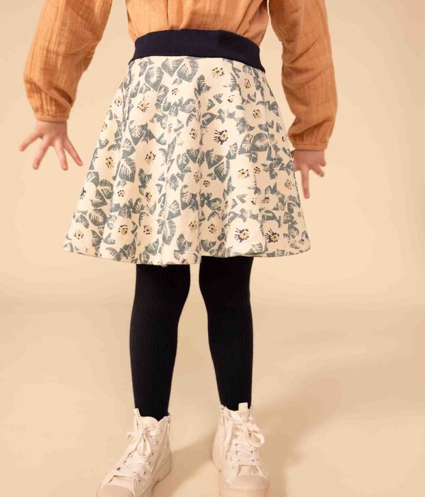 Jupe en molleton bross&eacute; enfant fille &eacute;cru/multicouleur