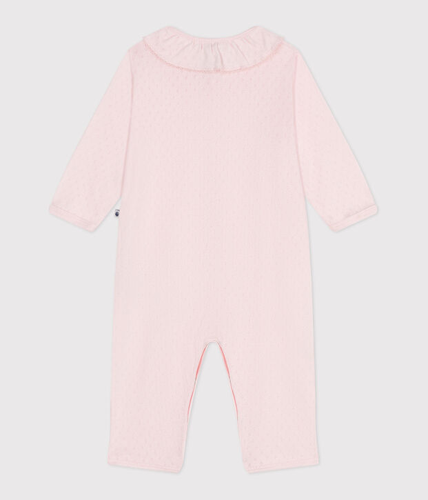 Pyjama b&eacute;b&eacute; en coton sans pieds avec col claudine rose