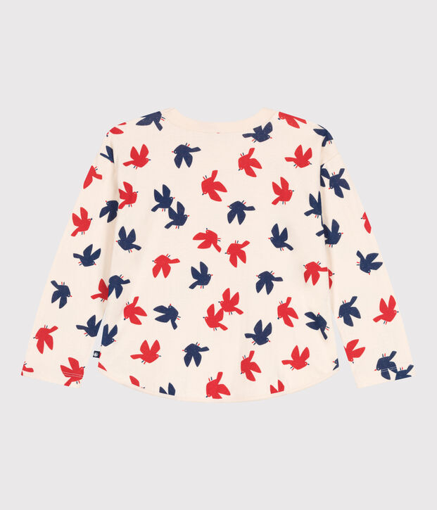 Teeshirt enfant en coton manches longues imprim&eacute; &eacute;cru/multicouleur