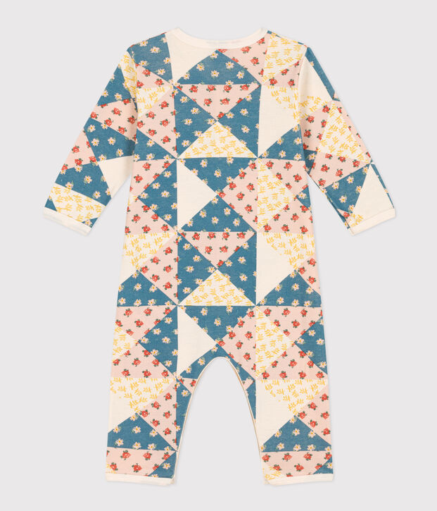 Pyjama b&eacute;b&eacute; sans pieds patchwork en coton &eacute;cru/multicouleur