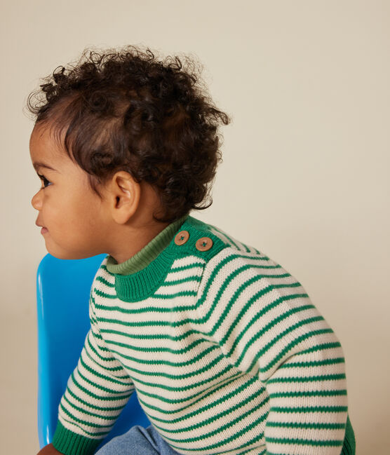 Pull en tricot de laine et coton bébé vert JARDIN/ AVALANCHE