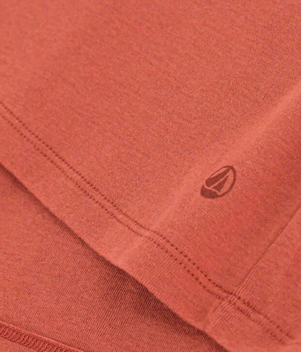 Tee-shirt l'Iconique col V en coton uni femme marron