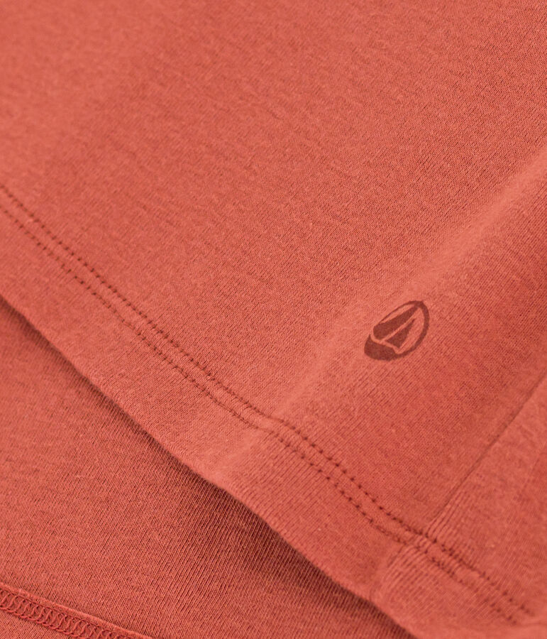 Tee-shirt l'Iconique col V en coton uni femme marron FAMEUX