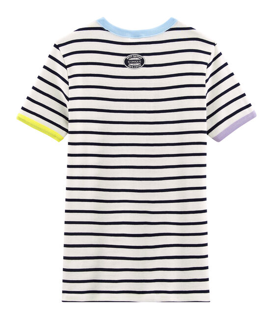 Tee shirt iconique femme blanc MARSHMALLOW/bleu SMOKING