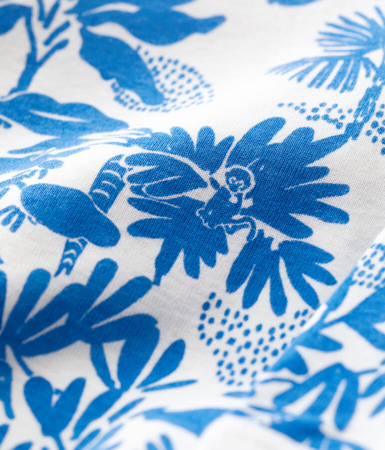 Dors-bien v&eacute;g&eacute;tal b&eacute;b&eacute; sans pieds en coton blanc MARSHMALLOW/bleu BRASIER