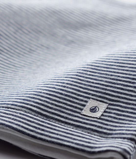 Gilet sans manches bébé en côte bleu SMOKING/blanc MARSHMALLOW
