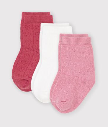 3 paires de chaussettes bébé en coton ajourées cœurs