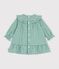 Robe b&eacute;b&eacute; en coton manches longues vichy vert/blanc