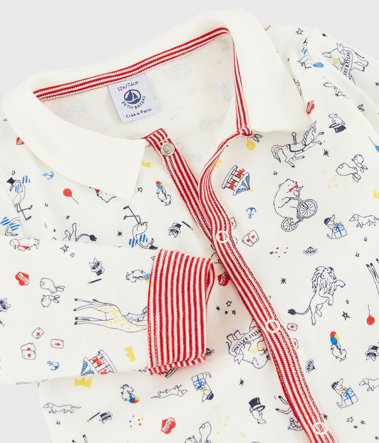 Dors-bien sans pieds b&eacute;b&eacute; gar&ccedil;on en c&ocirc;te blanc/multicouleur