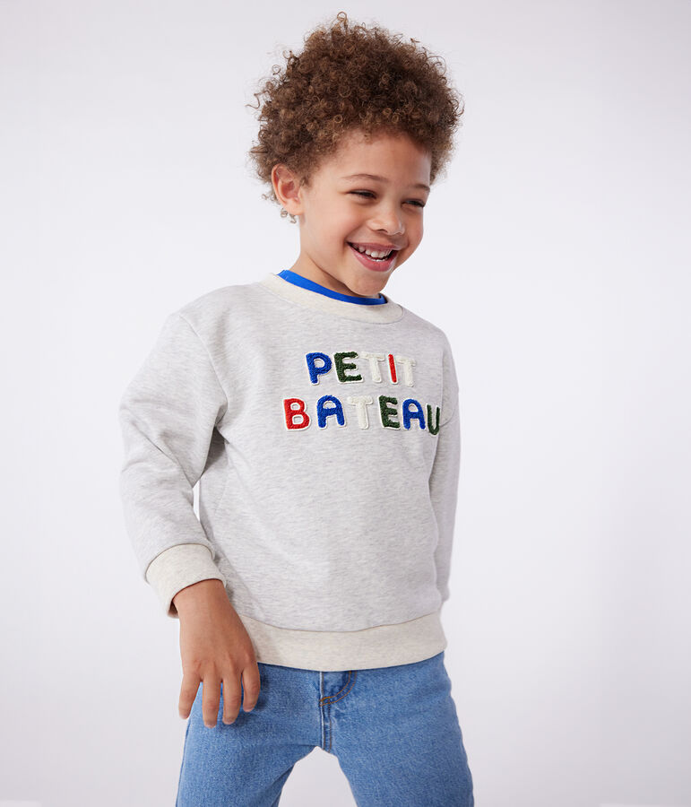Sweatshirt enfant mixte en coton gris BELUGA CHINE