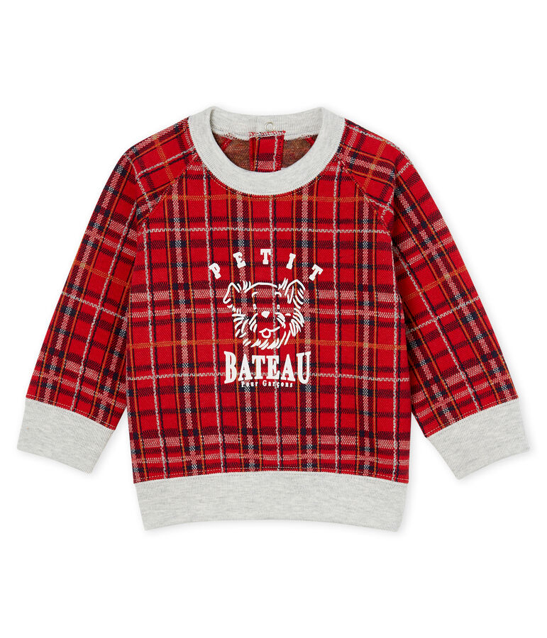 Sweatshirt b&eacute;b&eacute; gar&ccedil;on en maille &agrave; carreaux rouge/multicouleur
