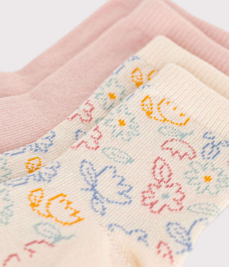 2 paires de chaussettes en coton fleurs b&eacute;b&eacute; variante 1