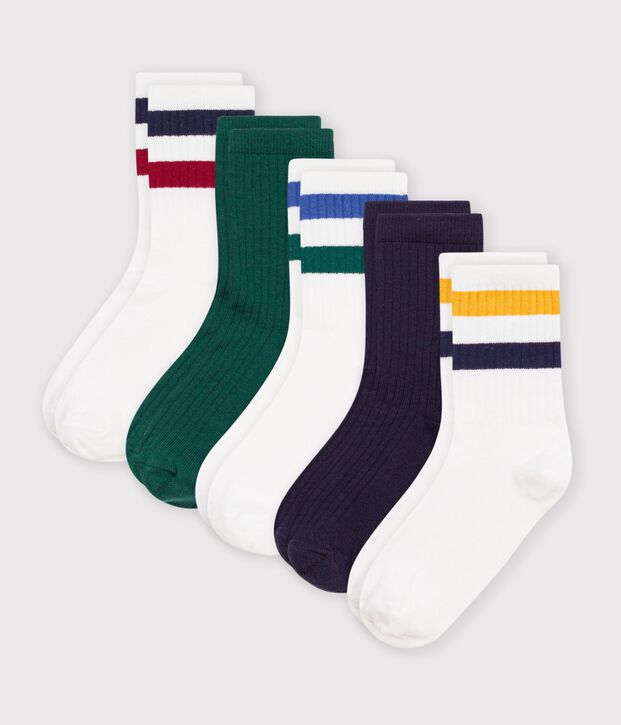 5 paires de chaussettes enfant en coton unies multicouleur