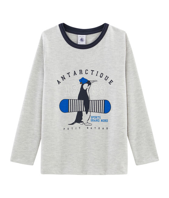 Tee-shirt manches longues garçon gris BELUGA CHINE