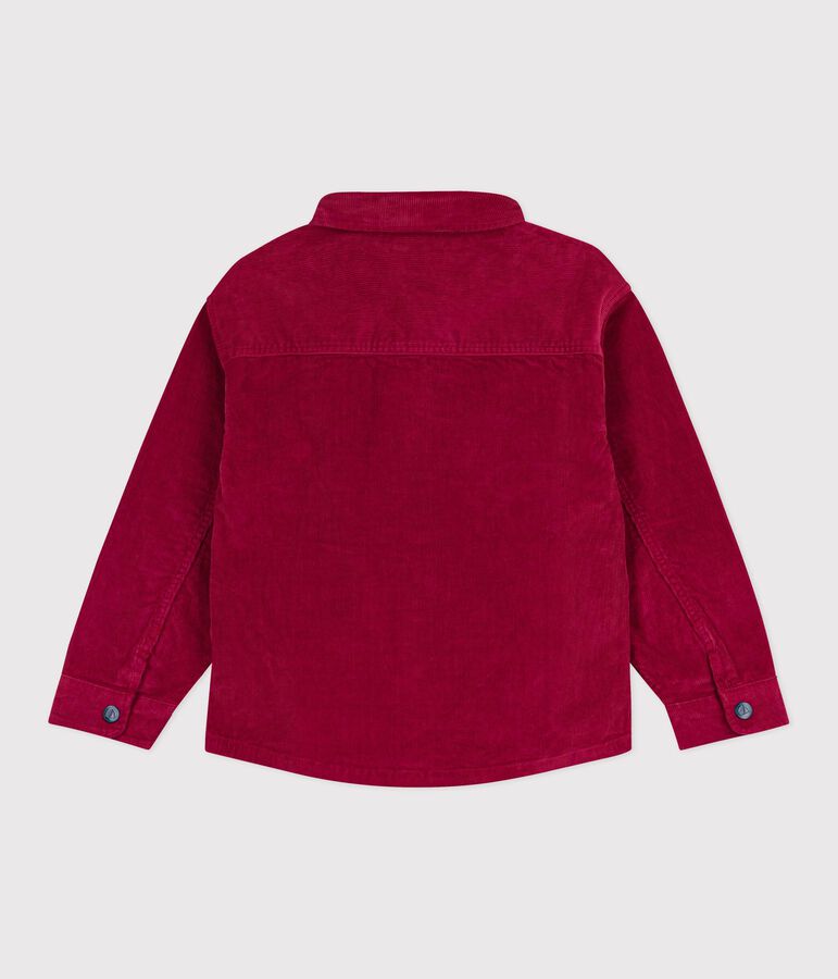 Chemise enfant en velours unie rouge AMARANTE
