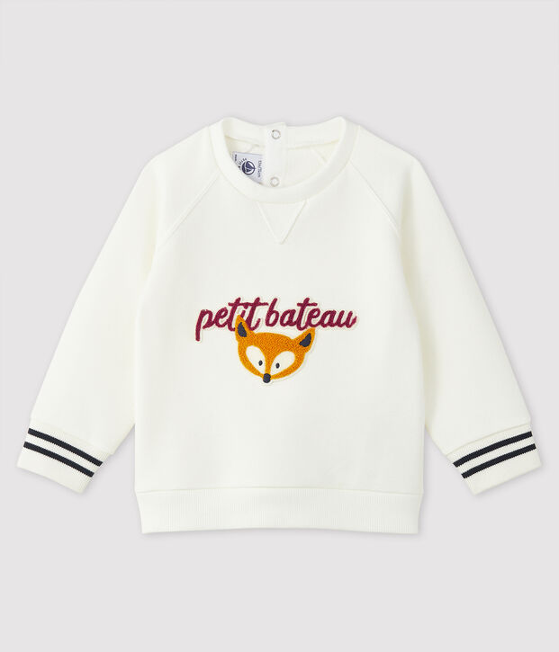 Sweatshirt b&eacute;b&eacute; gar&ccedil;on imprim&eacute; blanc