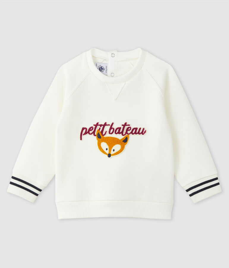 Sweatshirt b&eacute;b&eacute; gar&ccedil;on imprim&eacute; blanc